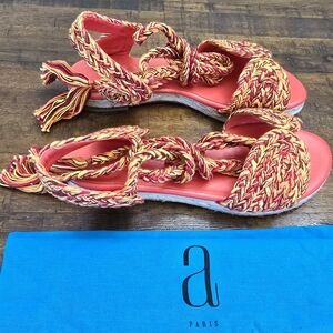 NWOT Antolina Paris Flat Braided Sandals Dust Bag Included